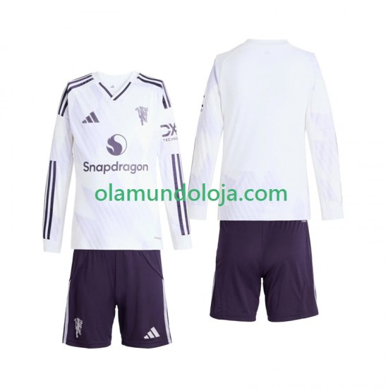 Camisola Manchester United Criança Equipamento Segundo 2025-2026 Manga Comprida